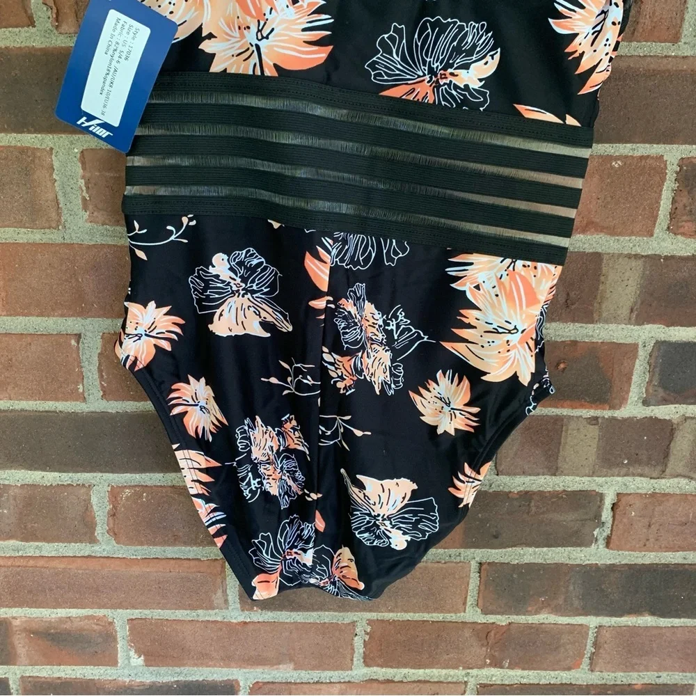 Hilor Floral Front Crossover One Piece Swimsuit Women’s Small 4-6 NEW - Picture 8 of 11